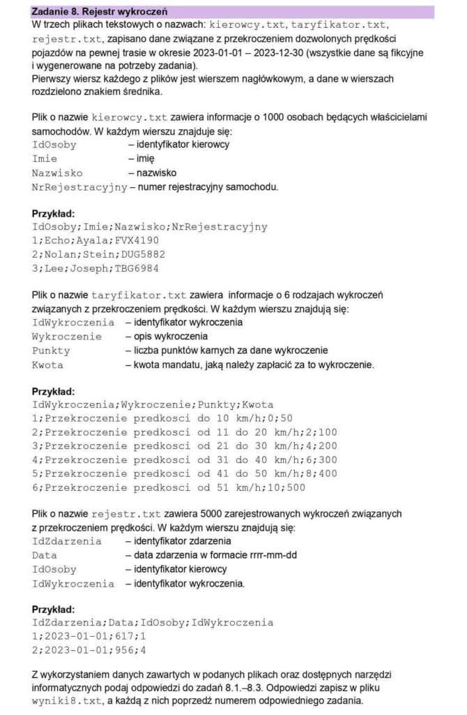 Zadanie maturalne SQL