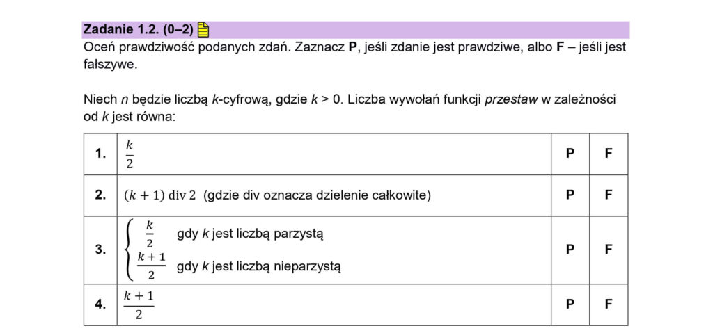 Matura informatyka 2025 - zad 1.2 - odpowiedzi