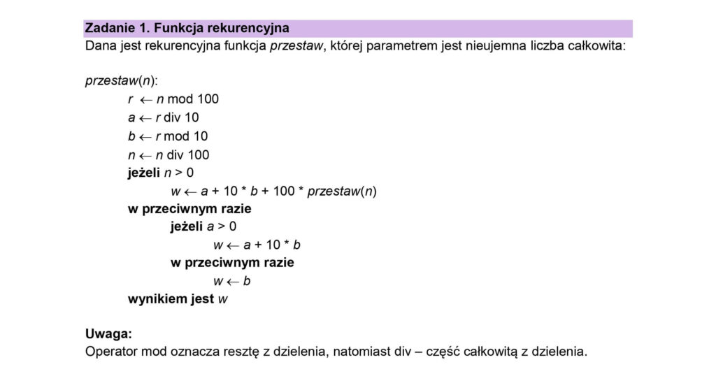 Matura - informatyka 2025 - zad 1 odpowiedzi