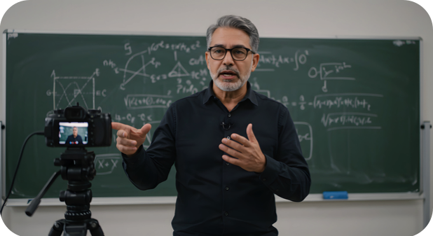 Nauczyciel przed kamerą